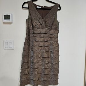 Y2K VINTAGE London Times Sleeveless Shimmer Tiered Bronze Dress